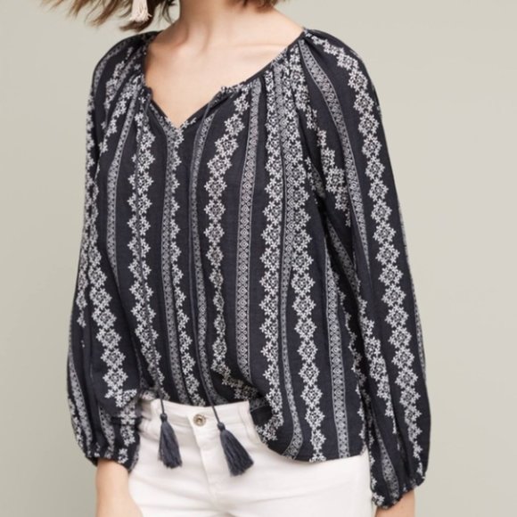 Anthropologie Tops - NWT Anthropologie Holding Horses Navy peasant top